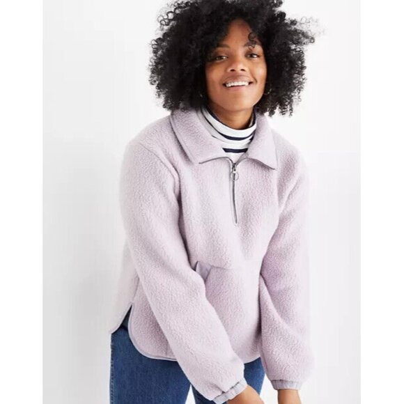 Madewell Jacket Popover Polartec Fleece Purple Long Sleeve Pocket - Picture 1 of 12